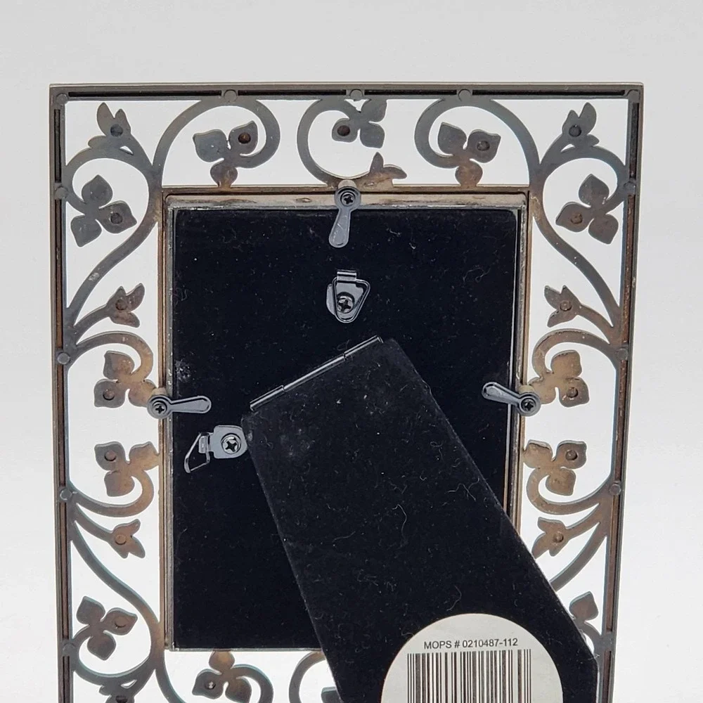 Vintage Ornate Silver Pewter Picture Frame Openwork Vine Border Rust Craft Card